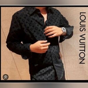 Louis Vuitton Black and Gray Casual Button Down Shirt
